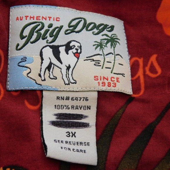Big Dogs Hawaiian Shirt Men Martini Glass Hula Girl 100% Rayon Maroon Size 3X - Picture 6 of 9